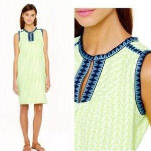 J. Crew Fluorescent Arrow Geo Print Shift Dress Neon Contrast Trim Size 2